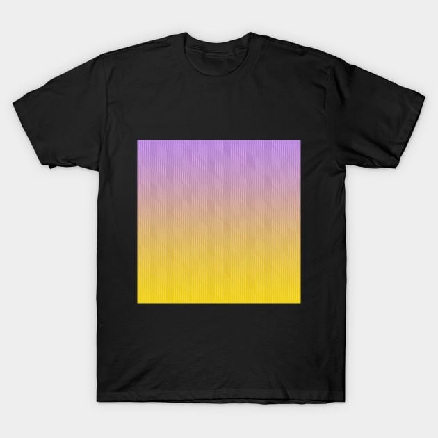 Lavender and Yellow Ombre Gradient Sunset Stripes T-Shirt by Lucy